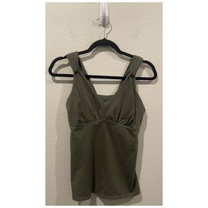 ATHLETA Olive Green V-Neck Active Top